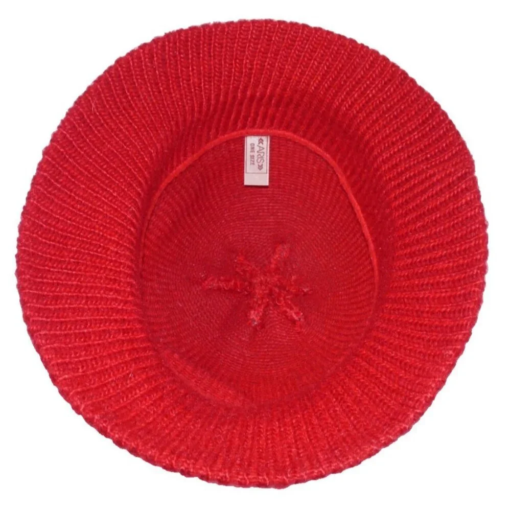 Vintage ARIS red knit Women's bucket hat with brim made in USA One Size